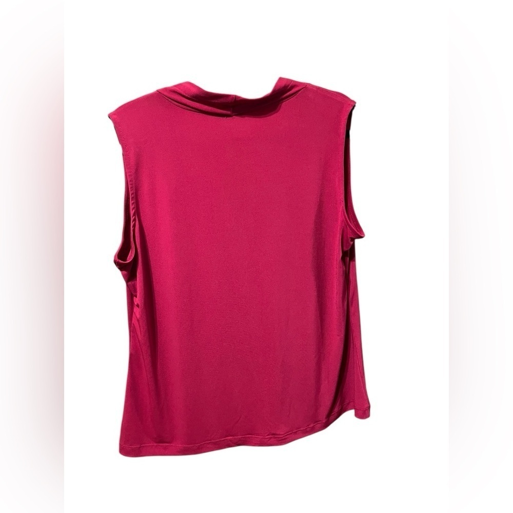 Calvin Klein Red Drape Neck Sleeveless Blouse Top Large - Picture 3 of 5